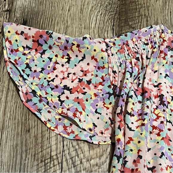 Rebecca Taylor Dress Size 12 Silk Floral Wrap Over Flutter Sleeves Preowned - Picture 9 of 12